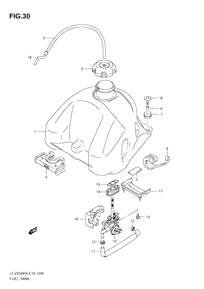 RESERVOIR DESSENCE POUR SUZUKI QUADSPORT 250 2010 POUR SUZUKI QUADSPORTLT Z250 L0  LT Z250Z L0 