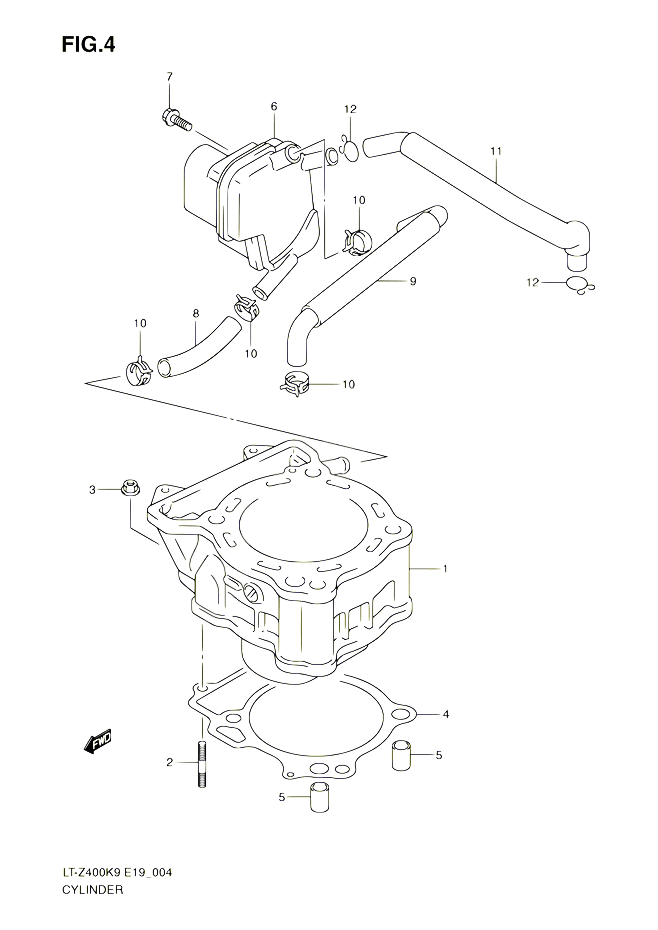 CYLINDRE POUR SUZUKI QUADSPORT 400 2010 POUR SUZUKI QUADSPORTLT Z400 L0 LT Z400Z L0 