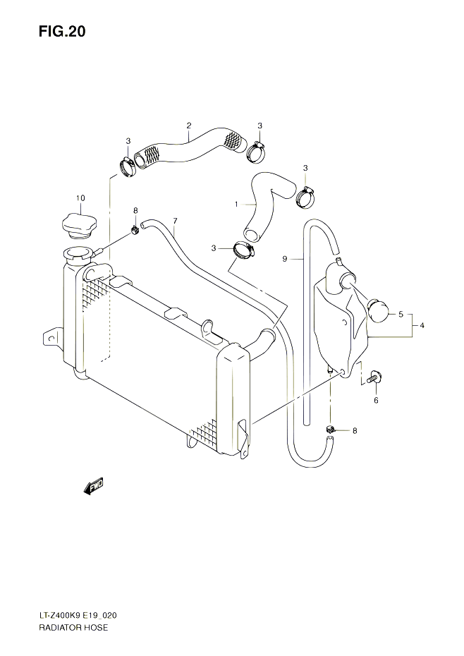 DURITE DE RADIATEUR POUR SUZUKI QUADSPORT 400 2010 POUR SUZUKI QUADSPORTLT Z400 L0  LT Z400Z L0 