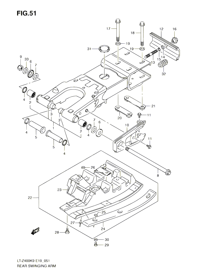 BRAS OSCILLANT ARRIERE POUR SUZUKI QUADSPORT 400 2010 POUR SUZUKI QUADSPORTLT Z400 L0 LT Z400Z L0 