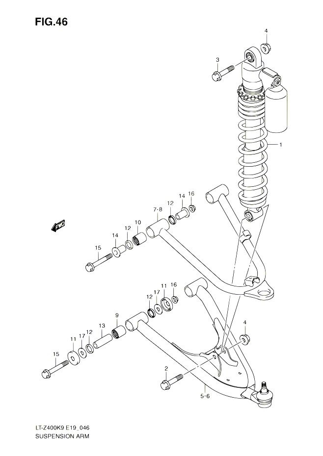 AMORTISSEUR TRIANGLES POUR SUZUKI QUADSPORT 400 2010 POUR SUZUKI QUADSPORTLT Z400 L0  LT Z400Z L0 