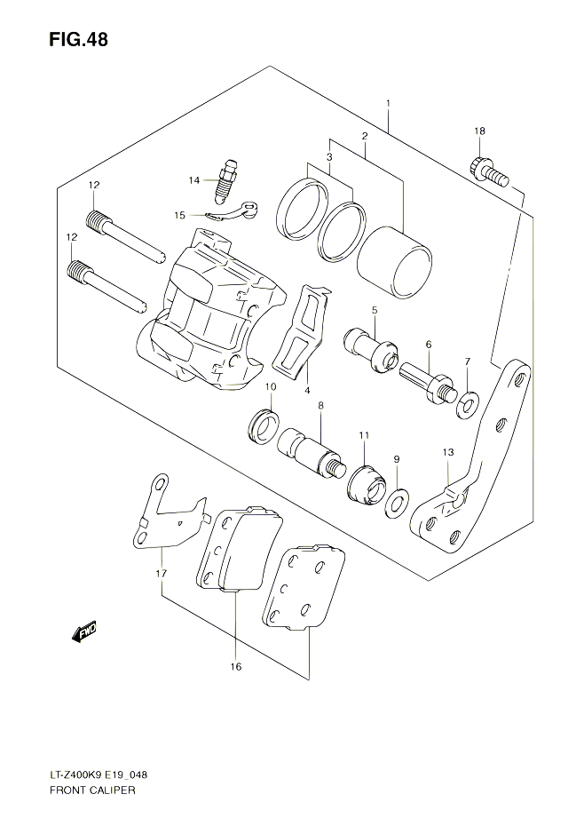ETRIER DE FREIN AVANT POUR SUZUKI QUADSPORT 400 2010 POUR SUZUKI QUADSPORTLT Z400 L0 LT Z400Z L0 