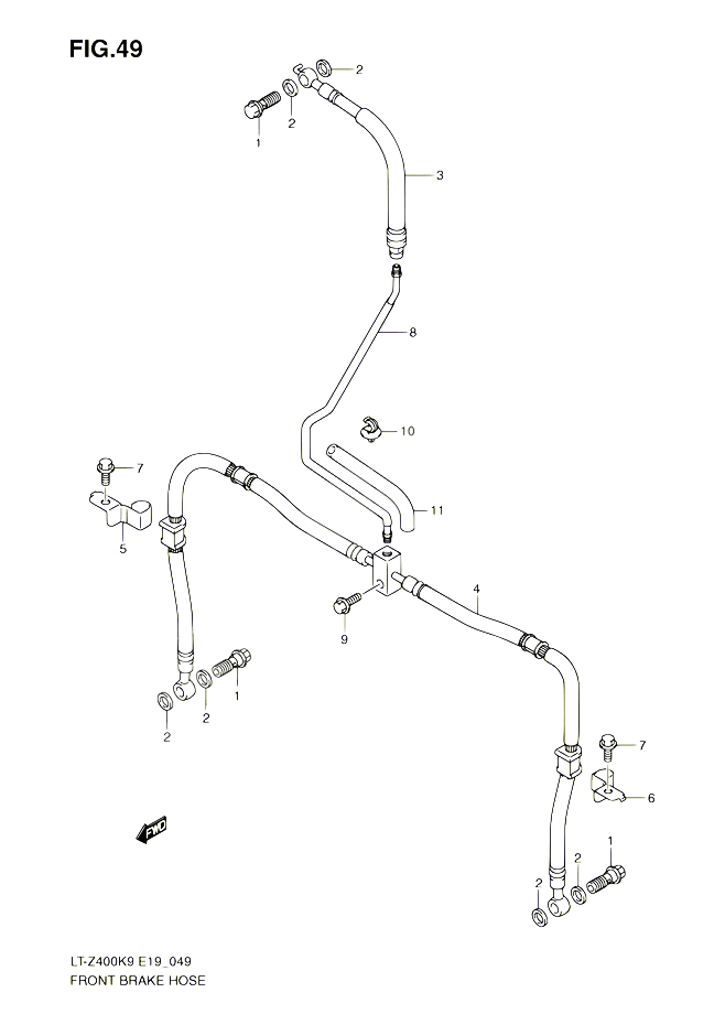 DURITE DE FREIN AVANT POUR SUZUKI QUADSPORT 400 2010 POUR SUZUKI QUADSPORTLT Z400 L0 LT Z400Z L0 