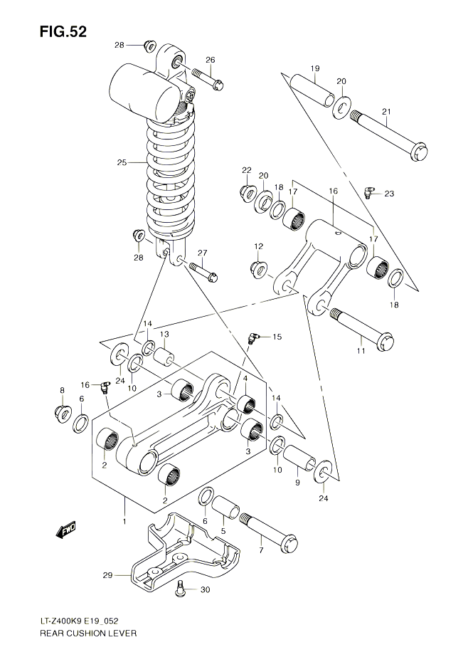 BIELLETTE DAMORTISSEUR POUR SUZUKI QUADSPORT 400 2010 POUR SUZUKI QUADSPORTLT Z400 L0 LT Z400Z L0 