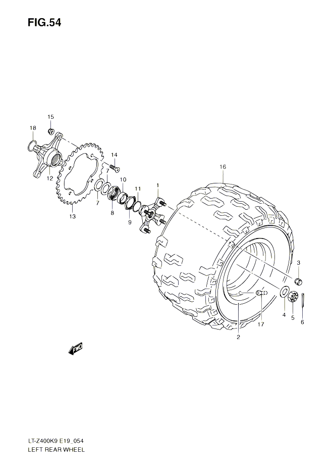 ROUE ARRIERE GAUCHE POUR SUZUKI QUADSPORT 400 2010 POUR SUZUKI QUADSPORTLT Z400 L0 LT Z400Z L0 