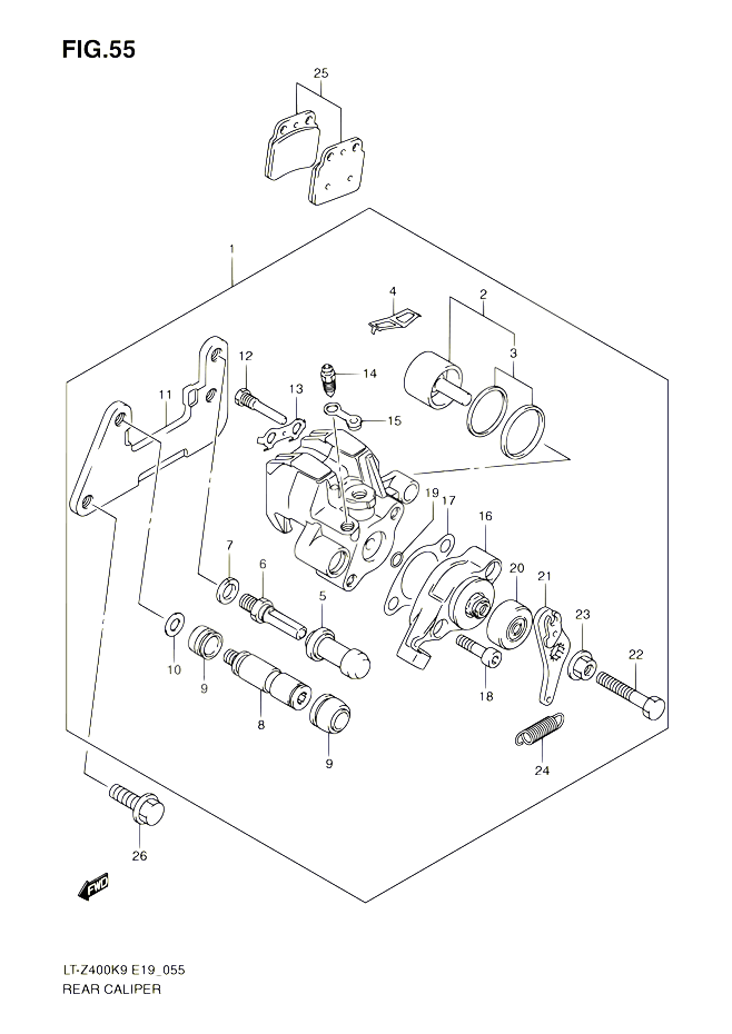 ETRIER DE FREIN ARRIERE POUR SUZUKI QUADSPORT 400 2010 POUR SUZUKI QUADSPORTLT Z400 L0 LT Z400Z L0 