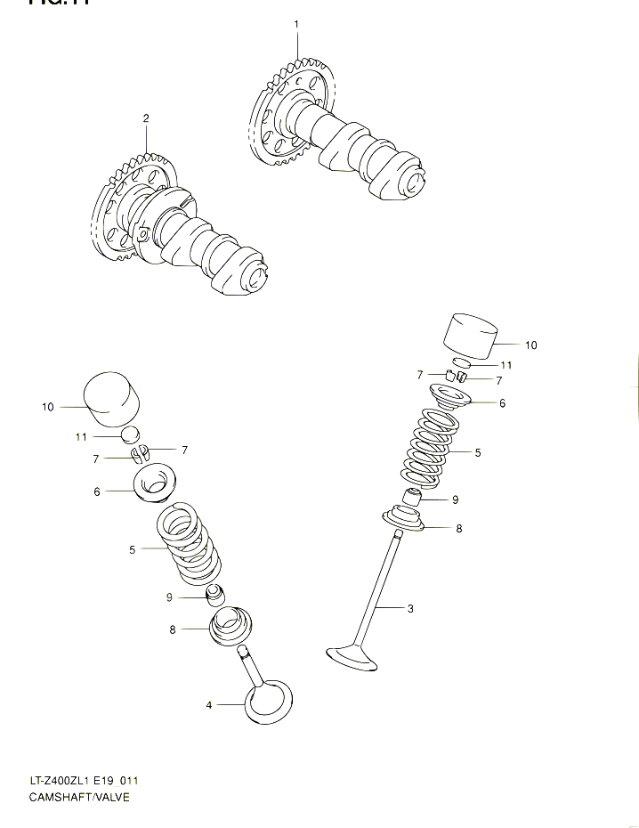 ARBRE A CAMES VALVE POUR SUZUKI QUADSPORT 400 2011 POUR SUZUKI QUADSPORTLT Z400 L1 LT Z400Z L1 