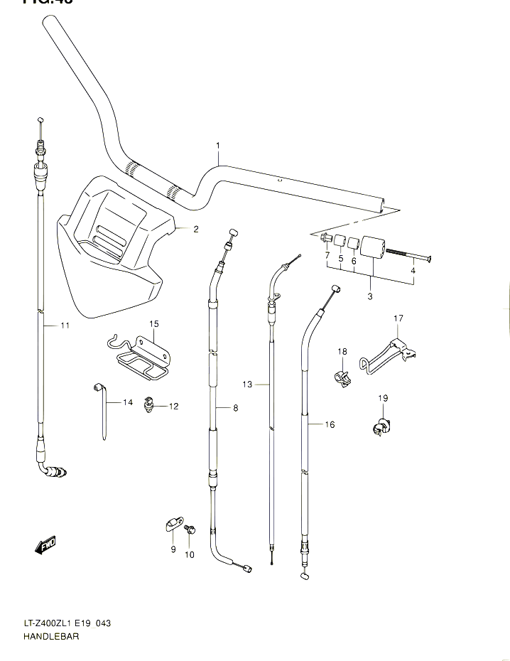 GUIDON LT Z400ZL1 E19 POUR SUZUKI QUADSPORT 400 2011 POUR SUZUKI QUADSPORTLT Z400 L1  LT Z400Z L1 