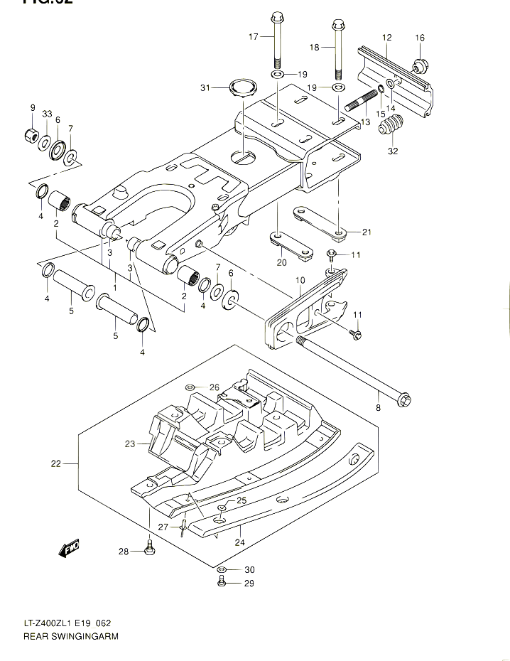 BRAS OSCILLANT ARRIERE POUR SUZUKI QUADSPORT 400 2011 POUR SUZUKI QUADSPORTLT Z400 L1  LT Z400Z L1 