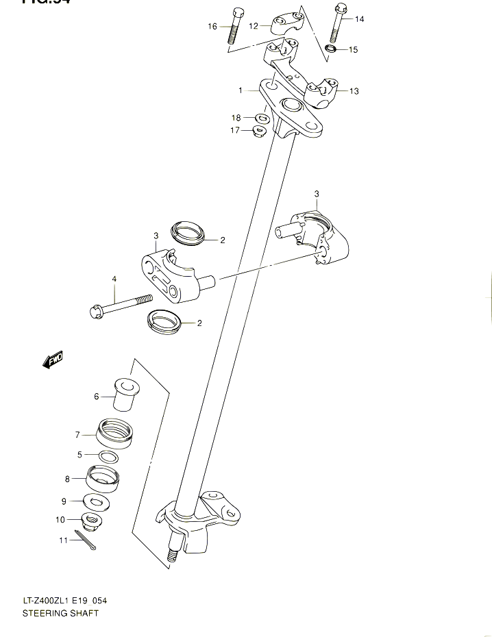 COLONNE DE DIRECTION POUR SUZUKI QUADSPORT 400 2011 POUR SUZUKI QUADSPORTLT Z400 L1  LT Z400Z L1 