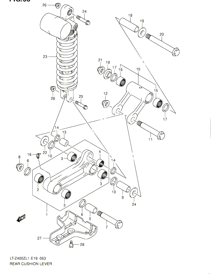 BIELLETTE DAMORTISSEUR LT Z400ZL1 E19 POUR SUZUKI QUADSPORT 400 2011 POUR SUZUKI QUADSPORTLT Z400 L1  LT Z400Z L1 