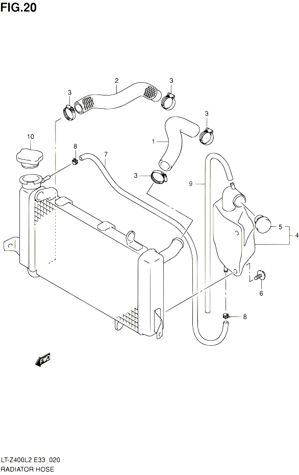 DURITE DE RADIATEUR POUR SUZUKI QUADSPORT 400 2012 POUR SUZUKI QUADSPORTLT Z400 L2  LT Z400Z L2 