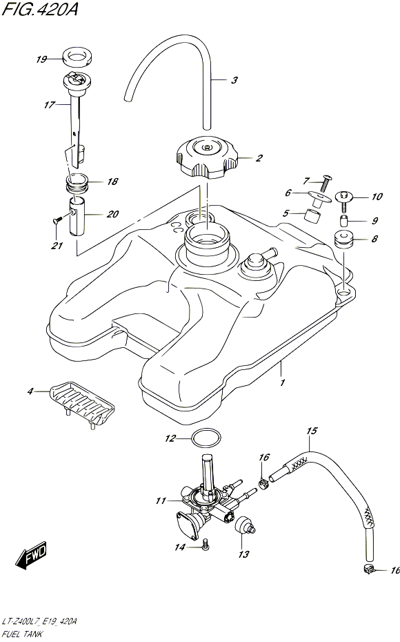 RESERVOIR DESSENCE POUR SUZUKI QUADSPORT 400 2017 POUR QUADSPORT Z400 LT Z400 L7 