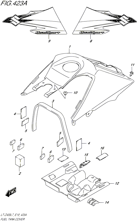 RESERVOIR DESSENCE COUVERCLES POUR SUZUKI QUADSPORT 400 2017 POUR QUADSPORT Z400 LT Z400 L7 