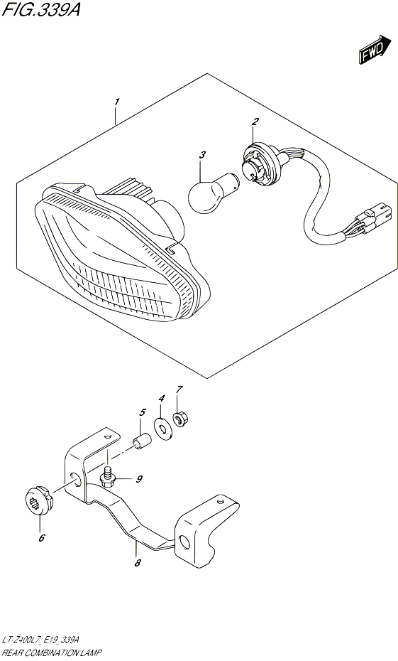 ENSEMBLE FEU ARRIERE POUR SUZUKI QUADSPORT 400 2017 POUR QUADSPORT Z400 LT Z400 L7 