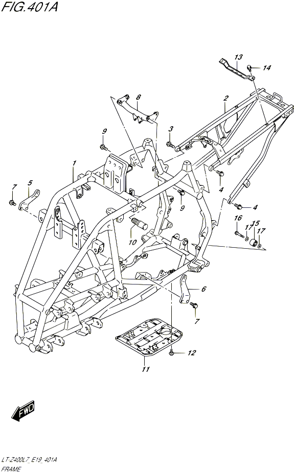 CADRE POUR SUZUKI QUADSPORT 400 2017 POUR QUADSPORT Z400 LT Z400 L7 