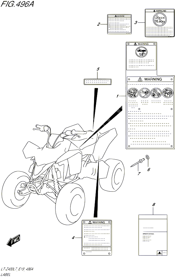 ETIQUETTE POUR SUZUKI QUADSPORT 400 2017 POUR QUADSPORT Z400 LT Z400 L7 
