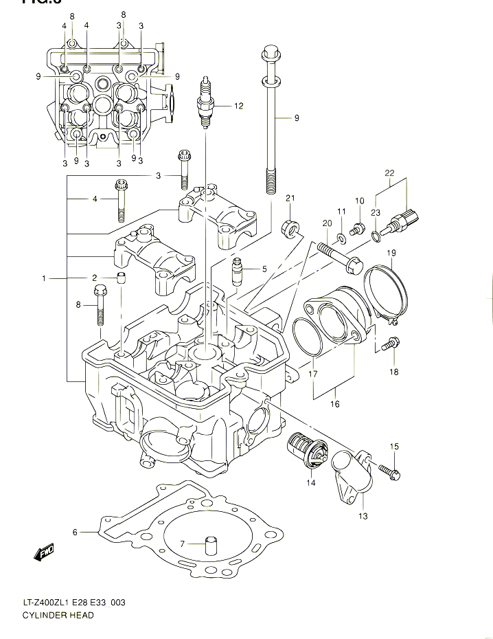 CULASSE POUR SUZUKI QUADSPORT 400 2011 POUR SUZUKI QUADSPORTLT Z400Z L1 