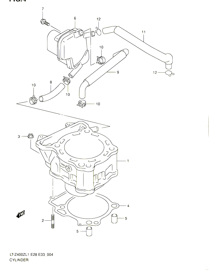 CYLINDRE POUR SUZUKI QUADSPORT 400 2011 POUR SUZUKI QUADSPORTLT Z400Z L1 
