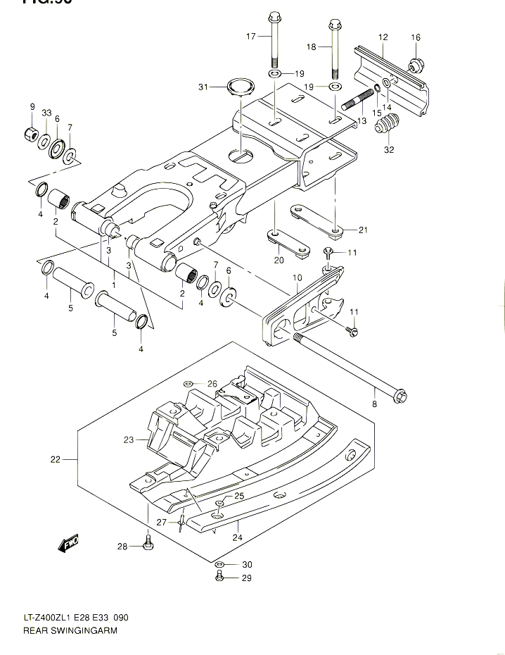 BRAS OSCILLANT ARRIERE POUR SUZUKI QUADSPORT 400 2011 POUR SUZUKI QUADSPORTLT Z400Z L1 