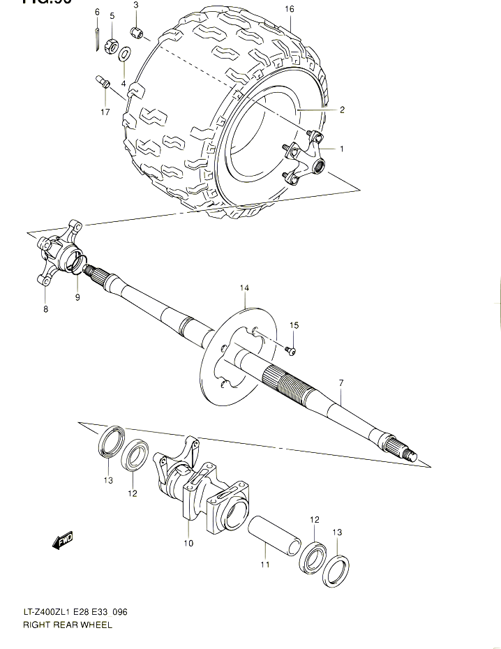 ROUE ARRIERE DROITE LT Z400ZL1 E33 POUR SUZUKI QUADSPORT 400 2011 POUR SUZUKI QUADSPORTLT Z400Z L1 