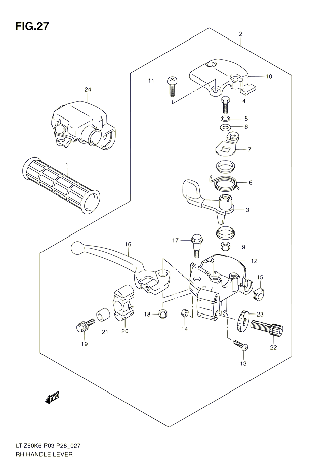 ENSEMBLE LEVIERS POIGNEES DROIT POUR SUZUKI QUADSPORT 50 2010 POUR SUZUKI QUADSPORTLT Z50 L0 LT Z50Z L0 