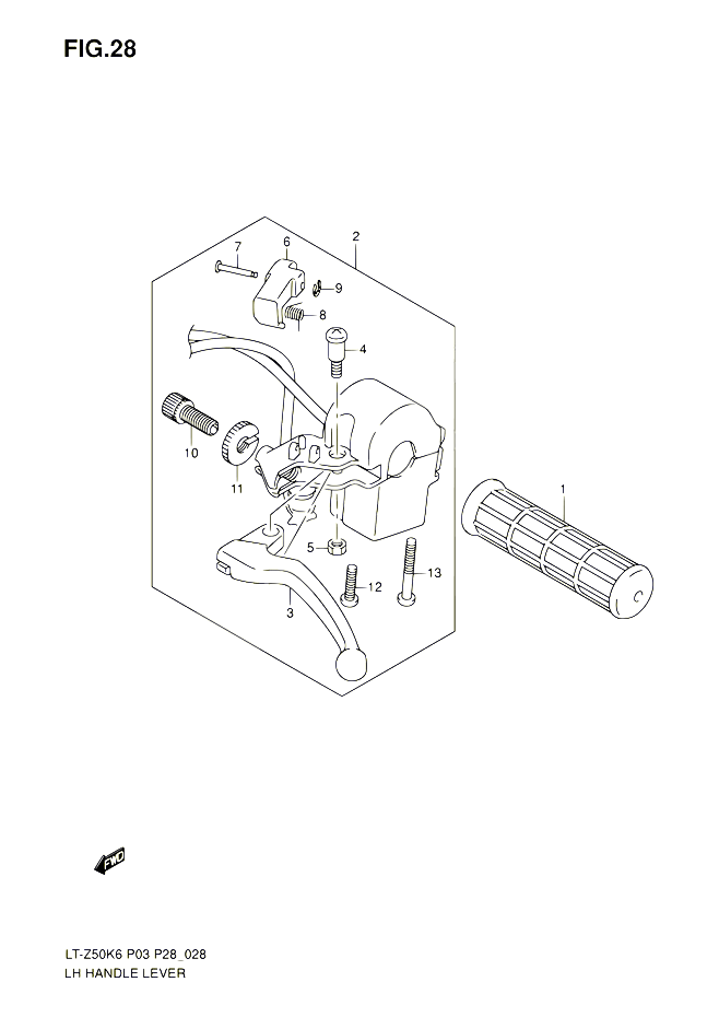 ENSEMBLE LEVIER POIGNEE GAUCHE POUR SUZUKI QUADSPORT 50 2010 POUR SUZUKI QUADSPORTLT Z50 L0 LT Z50Z L0 