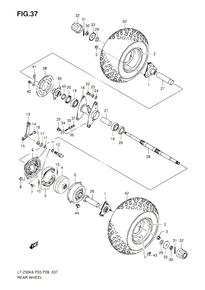 ROUE ARRIERE POUR SUZUKI QUADSPORT 50 2010 POUR SUZUKI QUADSPORTLT Z50 L0 LT Z50Z L0 