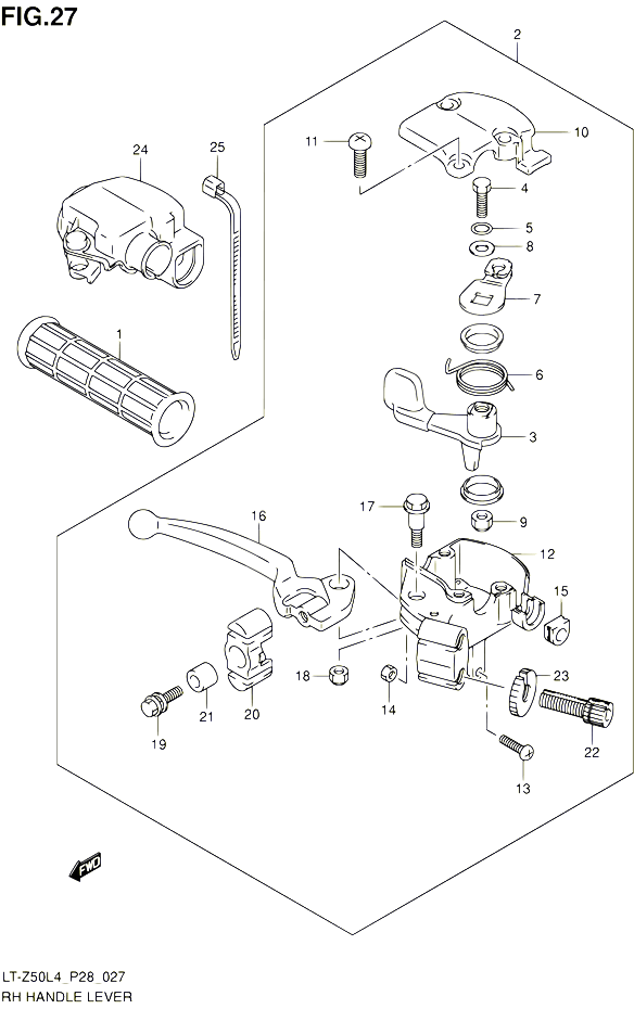 ENSEMBLE LEVIERS POIGNEES DROIT POUR SUZUKI QUADSPORT 50 1992 POUR SUZUKI QUADSPORTLT Z50 L4 
