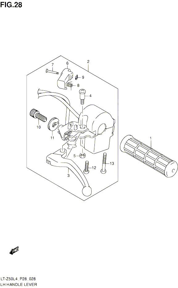 ENSEMBLE LEVIER POIGNEE GAUCHE POUR SUZUKI QUADSPORT 50 1992 POUR SUZUKI QUADSPORTLT Z50 L4 