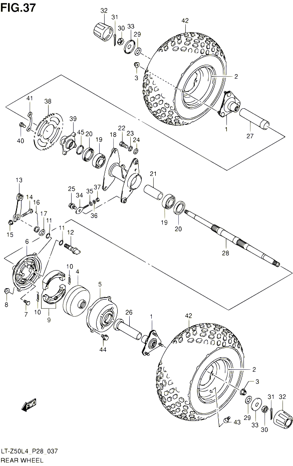 ROUE ARRIERE POUR SUZUKI QUADSPORT 50 1992 POUR SUZUKI QUADSPORTLT Z50 L4 