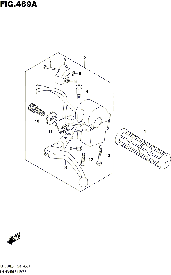 ENSEMBLE LEVIER POIGNEE GAUCHE POUR SUZUKI QUADSPORT 50 1992 POUR SUZUKI QUADSPORTLT Z50 L5 