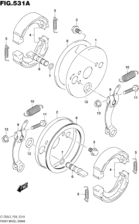 FREIN AVANT POUR SUZUKI QUADSPORT 50 1992 POUR SUZUKI QUADSPORTLT Z50 L5 