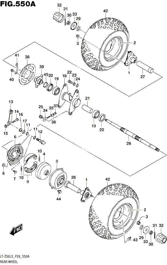 ROUE ARRIERE POUR SUZUKI QUADSPORT 50 1992 POUR SUZUKI QUADSPORTLT Z50 L5 