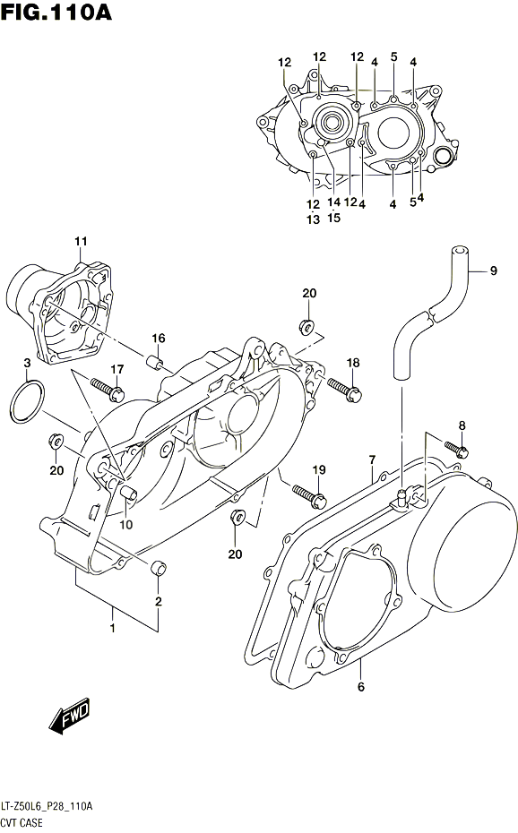 ENSEMBLE CARTER DE TRANSMISSION POUR SUZUKI QUADSPORT 50 2016 POUR SUZUKI QUADSPORTLT Z50 L6 