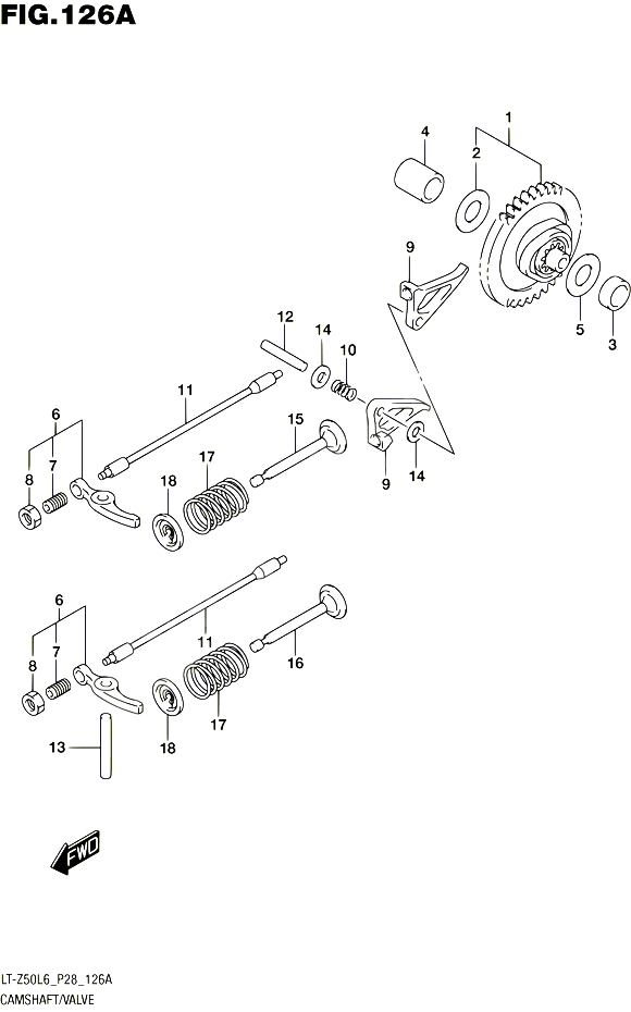 ARBRE A CAMES VALVE POUR SUZUKI QUADSPORT 50 2016 POUR SUZUKI QUADSPORTLT Z50 L6 