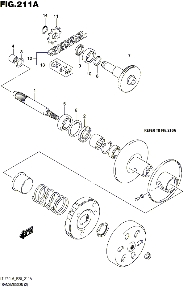 TRANSMISSION 2 POUR SUZUKI QUADSPORT 50 2016 POUR SUZUKI QUADSPORTLT Z50 L6 