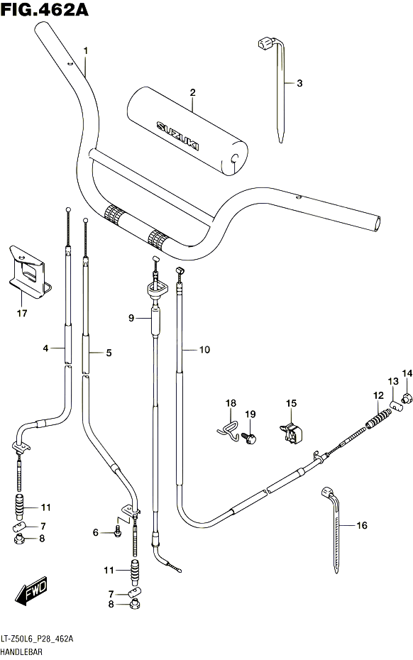 GUIDON POUR SUZUKI QUADSPORT 50 2016 POUR SUZUKI QUADSPORTLT Z50 L6 