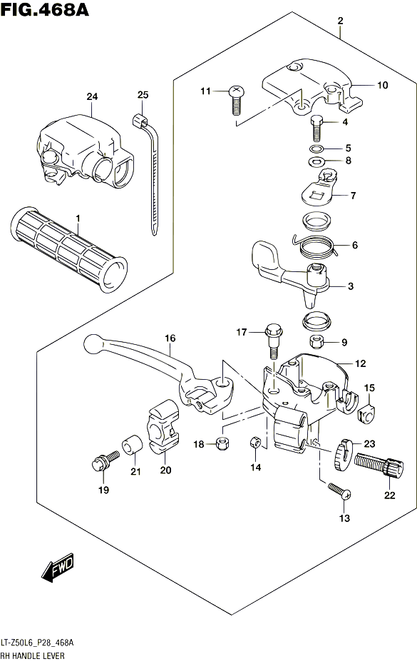 ENSEMBLE LEVIERS POIGNEES DROIT POUR SUZUKI QUADSPORT 50 2016 POUR SUZUKI QUADSPORTLT Z50 L6 