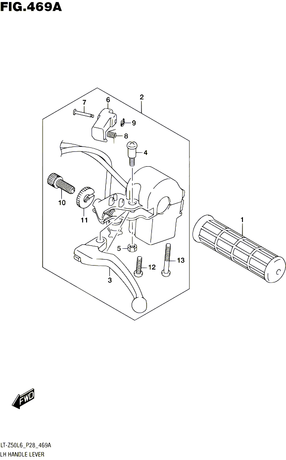 ENSEMBLE LEVIER POIGNEE GAUCHE POUR SUZUKI QUADSPORT 50 2016 POUR SUZUKI QUADSPORTLT Z50 L6 