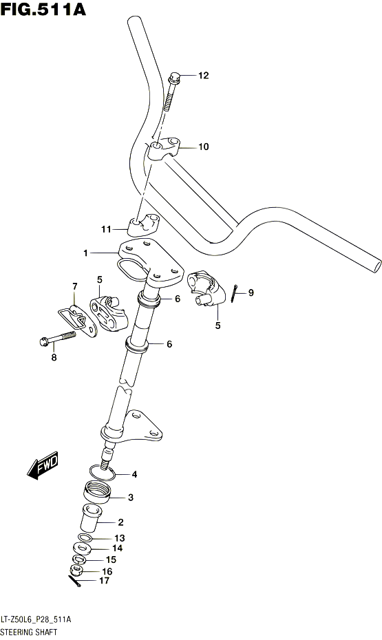 COLONNE DE DIRECTION POUR SUZUKI QUADSPORT 50 2016 POUR SUZUKI QUADSPORTLT Z50 L6 