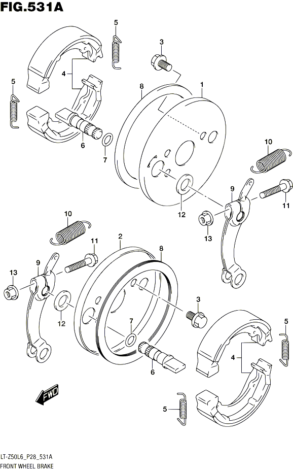 FREIN AVANT POUR SUZUKI QUADSPORT 50 2016 POUR SUZUKI QUADSPORTLT Z50 L6 