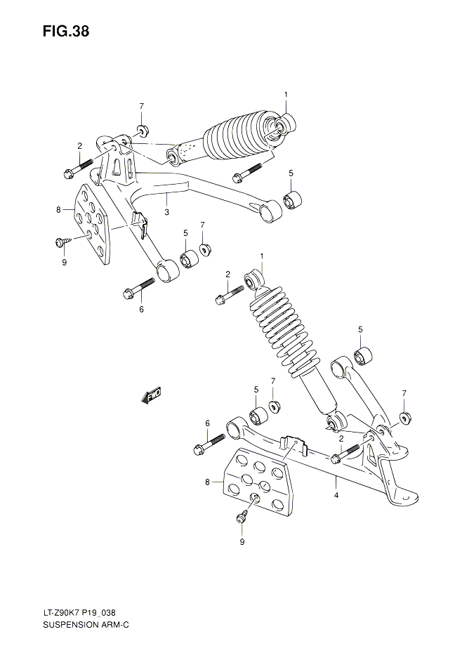 AMORTISSEUR TRIANGLES POUR SUZUKI QUADSPORT 90 2010 POUR SUZUKI QUADSPORTLT Z90 L0  LT Z90Z L0 