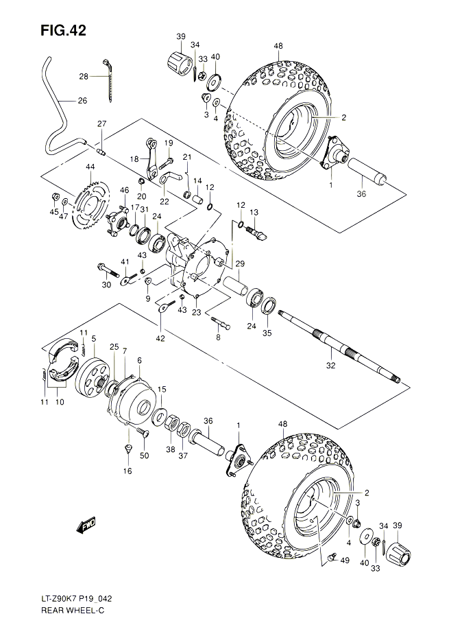 ROUE ARRIERE POUR SUZUKI QUADSPORT 90 2010 POUR SUZUKI QUADSPORTLT Z90 L0 LT Z90Z L0 