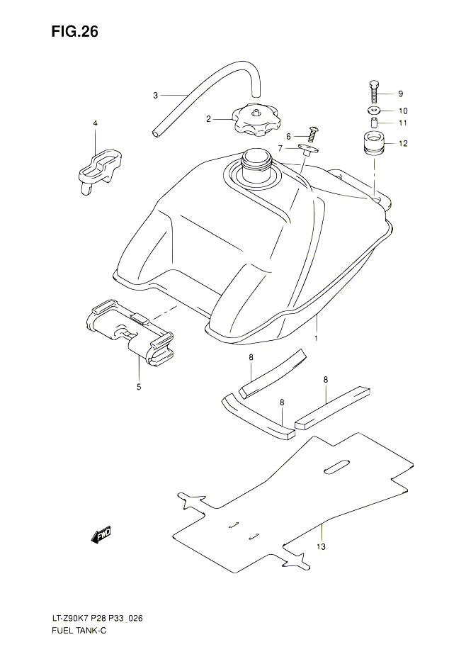 RESERVOIR DESSENCE POUR SUZUKI QUADSPORT 90 2010 POUR SUZUKI QUADSPORTLT Z90 L0 LT Z90Z L0 