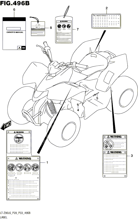 ETIQUETTE LT Z90L6 P33 POUR SUZUKI QUADSPORT 90 2016 POUR SUZUKI QUADSPORTLT Z90 L6 
