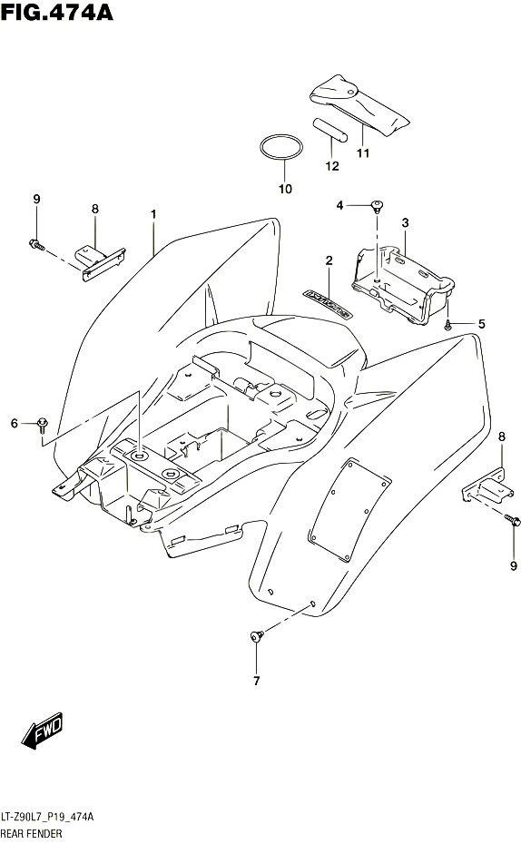 GARDE BOUE ARRIERE POUR SUZUKI QUADSPORT 90 2017 POUR QUADSPORT Z90 LT Z90 L7 