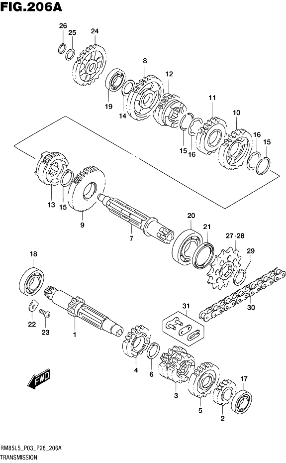 TRANSMISSION POUR SUZUKI RMRM85L L5 1992