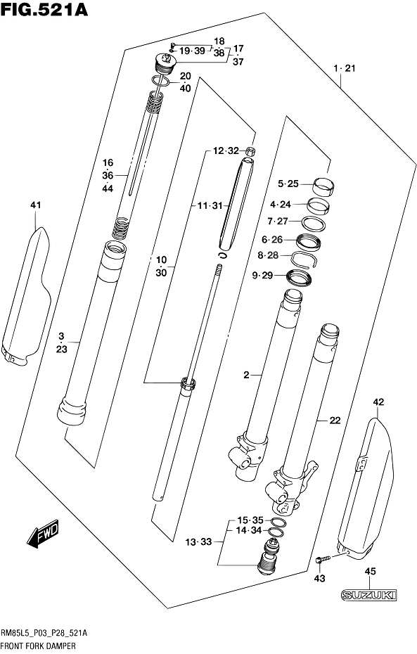 FOURCHE POUR SUZUKI RMRM85L L5 1992
