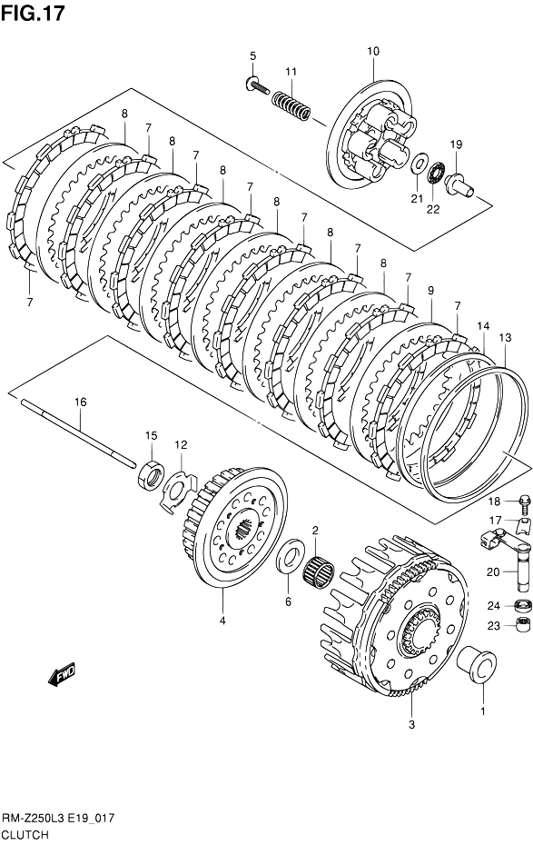 EMBRAYAGE POUR SUZUKI RM ZRM Z250 L3 2012